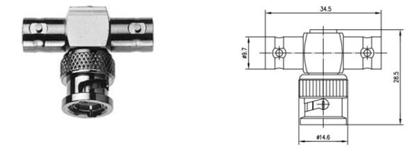 BNC TRÓJNIK F-M-F 75ohm  (kształt T)