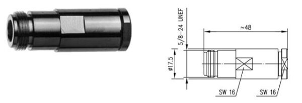 N-F GNIAZDO NA RG-213/214 lut/skręcane IP67