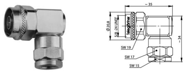 N-M WTYK KĄTOWY NA CNT400/RG-213/214/H10 00 skręcany