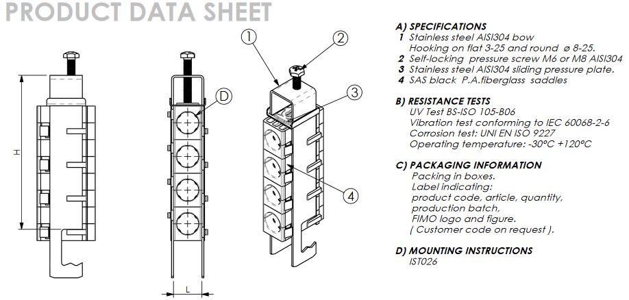 UCHWYT DO KABLA 7/8″  kąt. 40mm in row