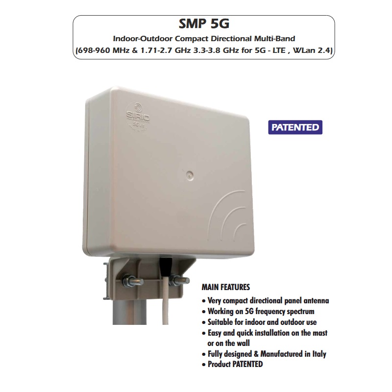 ANTENA LTE SMP-5G  PANELOWA 698-960 MHz  & 1710-3800 MHz  SMA-M kabel=30cm