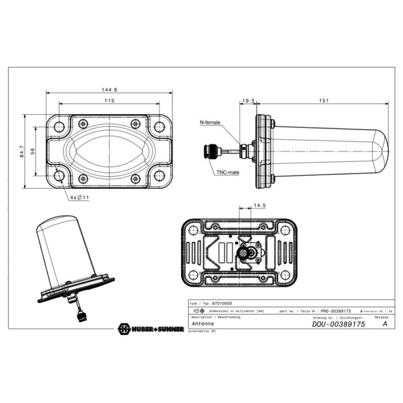 ANTENA TRAIN 380-430MHz EN50155 railway ex.87010005