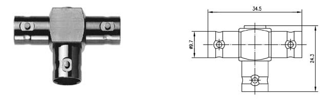 BNC TRÓJNIK M-F-F 75ohm