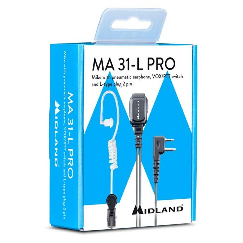 MIKROFONOSŁUCHAWKA MA31-L PRO pneumatico  2pin Midland G7Pro/G9Pro/XTseries PTT/VOX