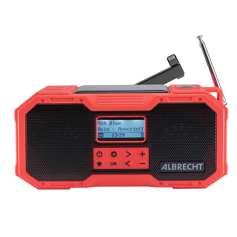 RADIO ALARMOWE ALBRECHT DR112 FM/DAB+/BT  dynamo/solar SOS latarka power bank IPX5