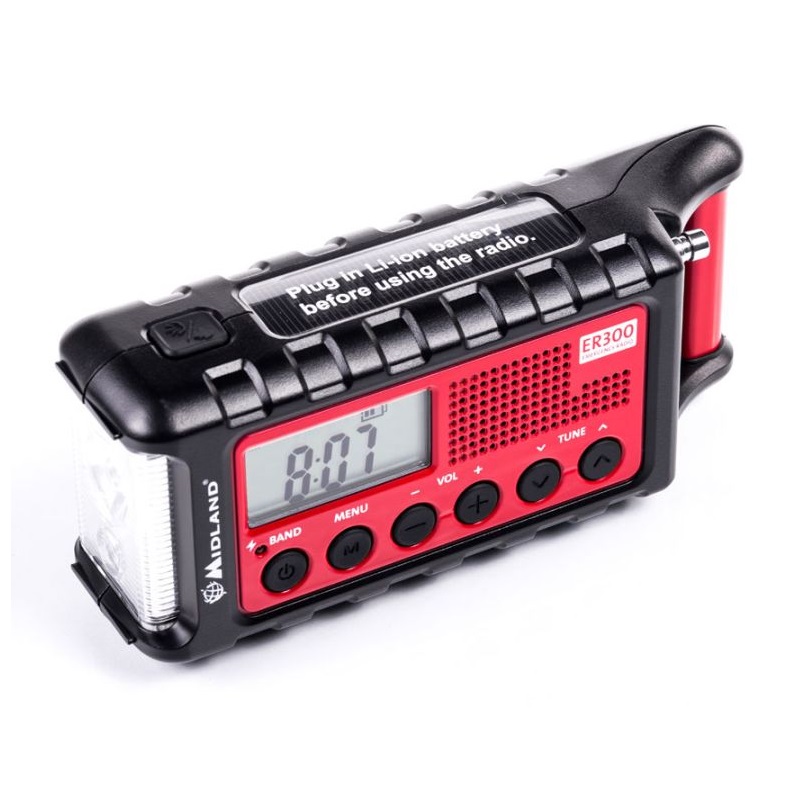 RADIO ALARMOWE MIDLAND ER300 AM/FM  dynamo/solar/USB latarka 2000mAh Li-Ion