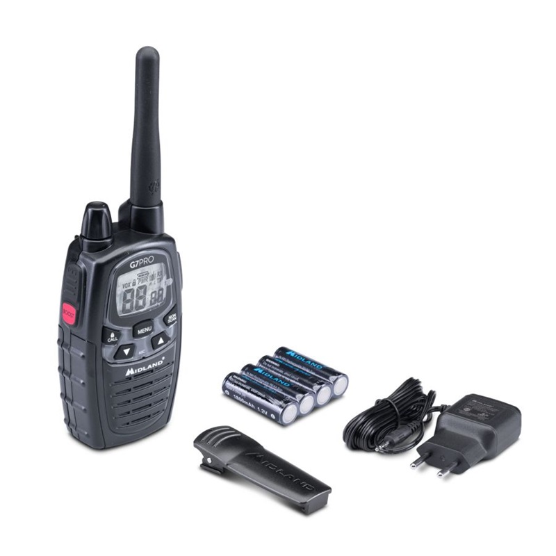 RADIO PMR MIDLAND G7-PRO Single PMR/LPD  radio+ład.ścien.+4accu