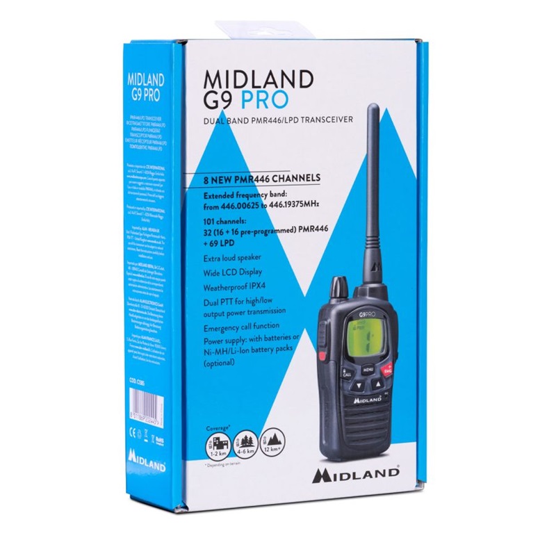 RADIO PMR MIDLAND G9 PRO 1szt+ład.stoł.  +accu