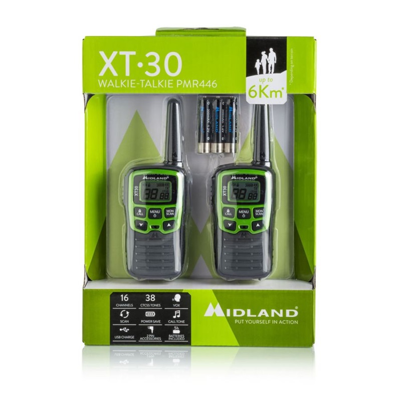 RADIO PMR MIDLAND XT30  kpl=2radia+6aku+kabel USB