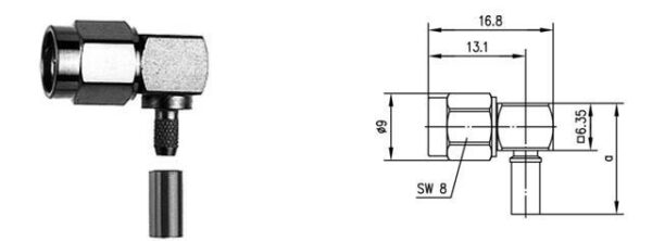 Prywatne: R-SMA-M WTYK KĄTOWY NA CNT-240/H155 lut/ zagn G30
