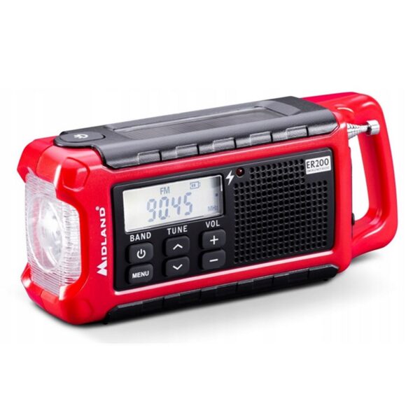 RADIO ALARMOWE MIDLAND ER200 AM/FM dynam o/solar/USB latarka 2200mAh Li-Ion