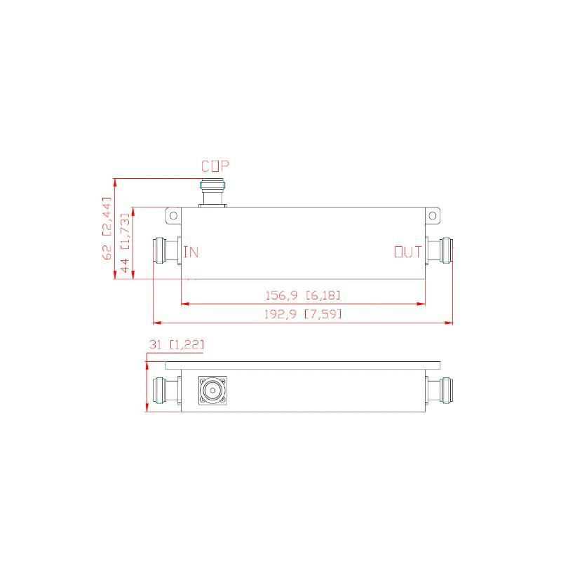 COUPLER 8dB 350-6000MHz N-F Low Pim