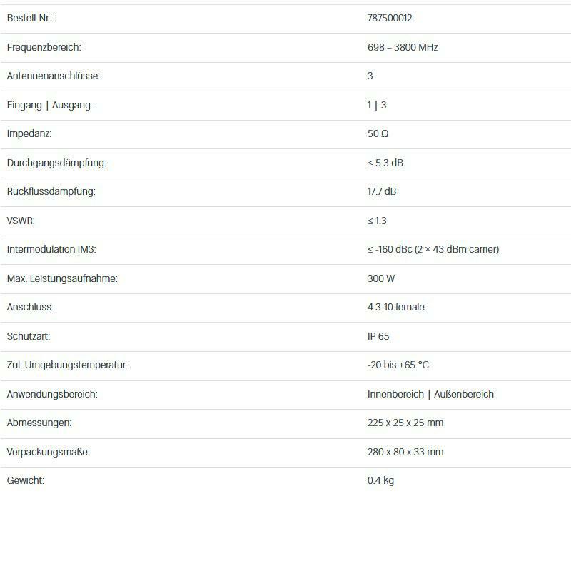SPLITTER 3-WAY 698-3800MHz 300W 4.3-10F Kathrein DS