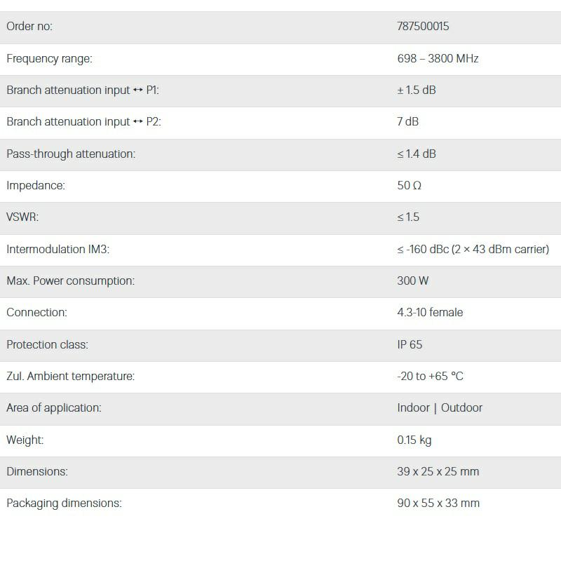 TAPPER 7dB 698-3800MHz 300W 4.3-10F  160dBc