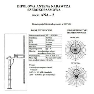 ANTENA NADAWCZA DIPOLOWA CCIR gniazdo N