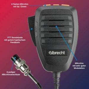 MIKROFON ALBRECHT ACM 100 do AE6491  U/D/PRG wtyk 6pin